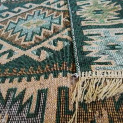 1+1 Covoare traditionale, dimensiunea 120x180cm+ 60x120cm, verde si crem, model ROMB - imagine 3