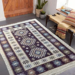 Alternative view of Covor traditional, dimensiunea 200x300cm, maro si crem, model ROMB