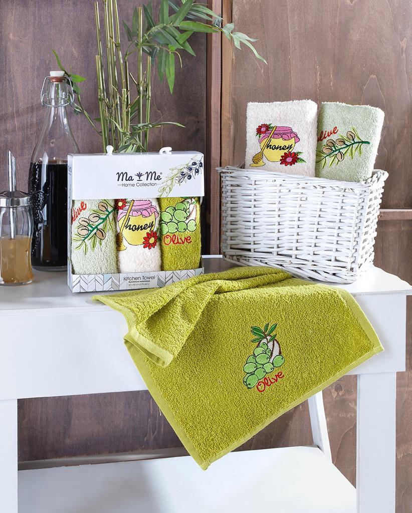 Set 6 prosoape pentru bucatarie, bumbac 100%, dimensiune 30x50cm Olive - imagine 2