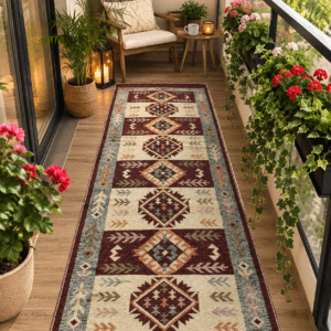 Covor traditional, dimensiunea 80x300cm maro si crem, model SPIC DE GRAU - imagine 4
