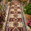 Covor traditional, dimensiunea 80x300cm maro si crem, model SPIC DE GRAU