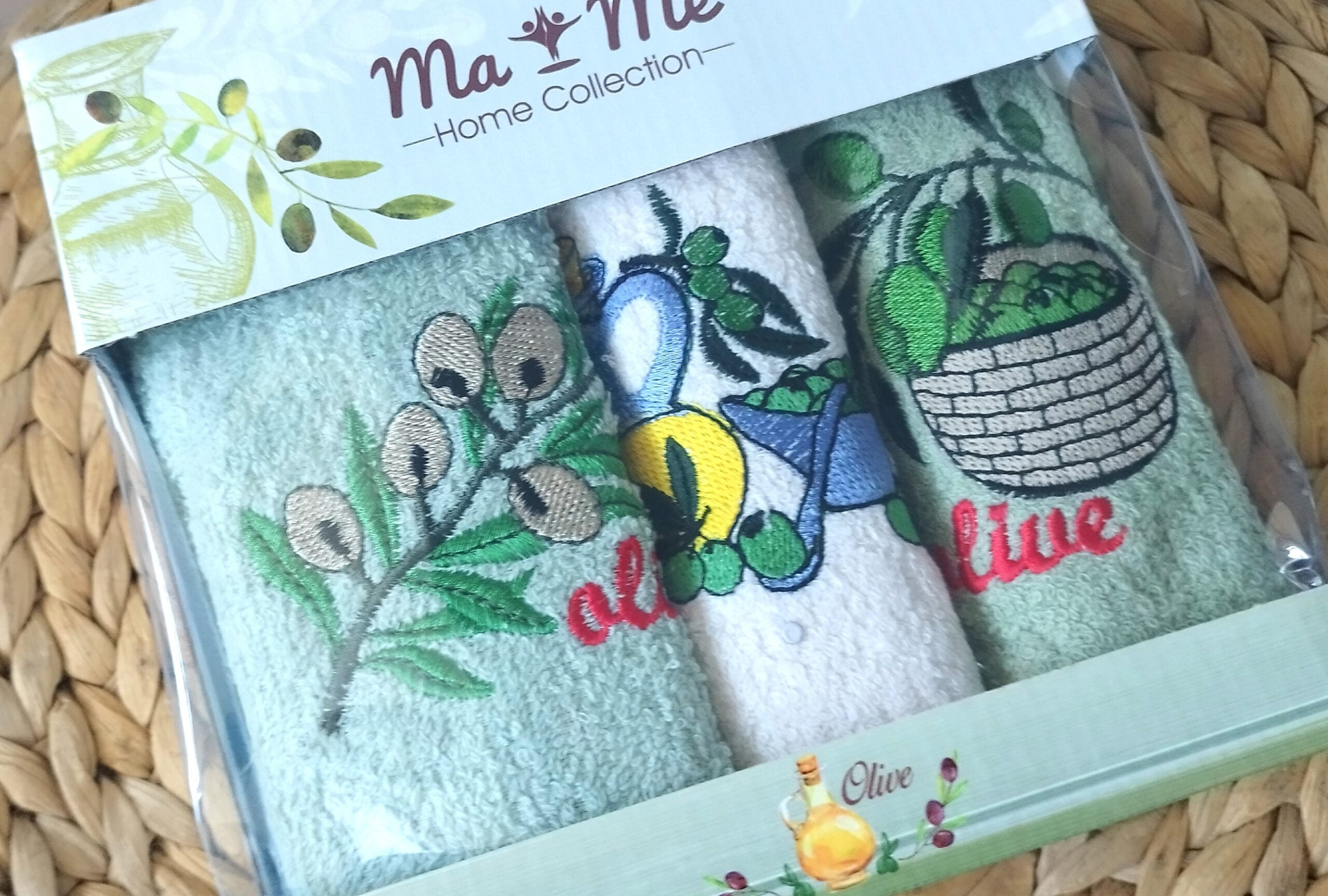 Set 3 prosoape pentru bucatarie, bumbac 100%, dimensiune 30x50cm Olive - imagine 3