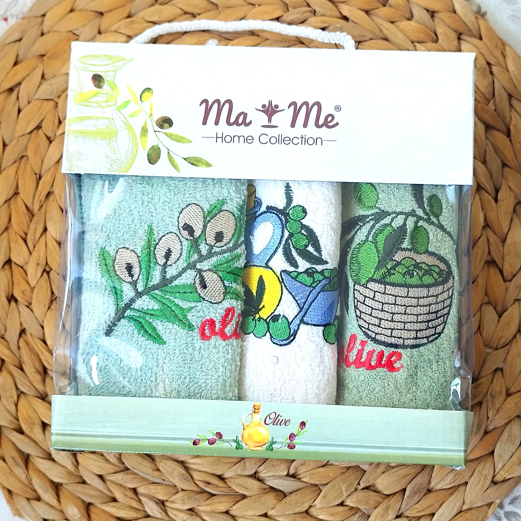 Set 3 prosoape pentru bucatarie, bumbac 100%, dimensiune 30x50cm Olive
