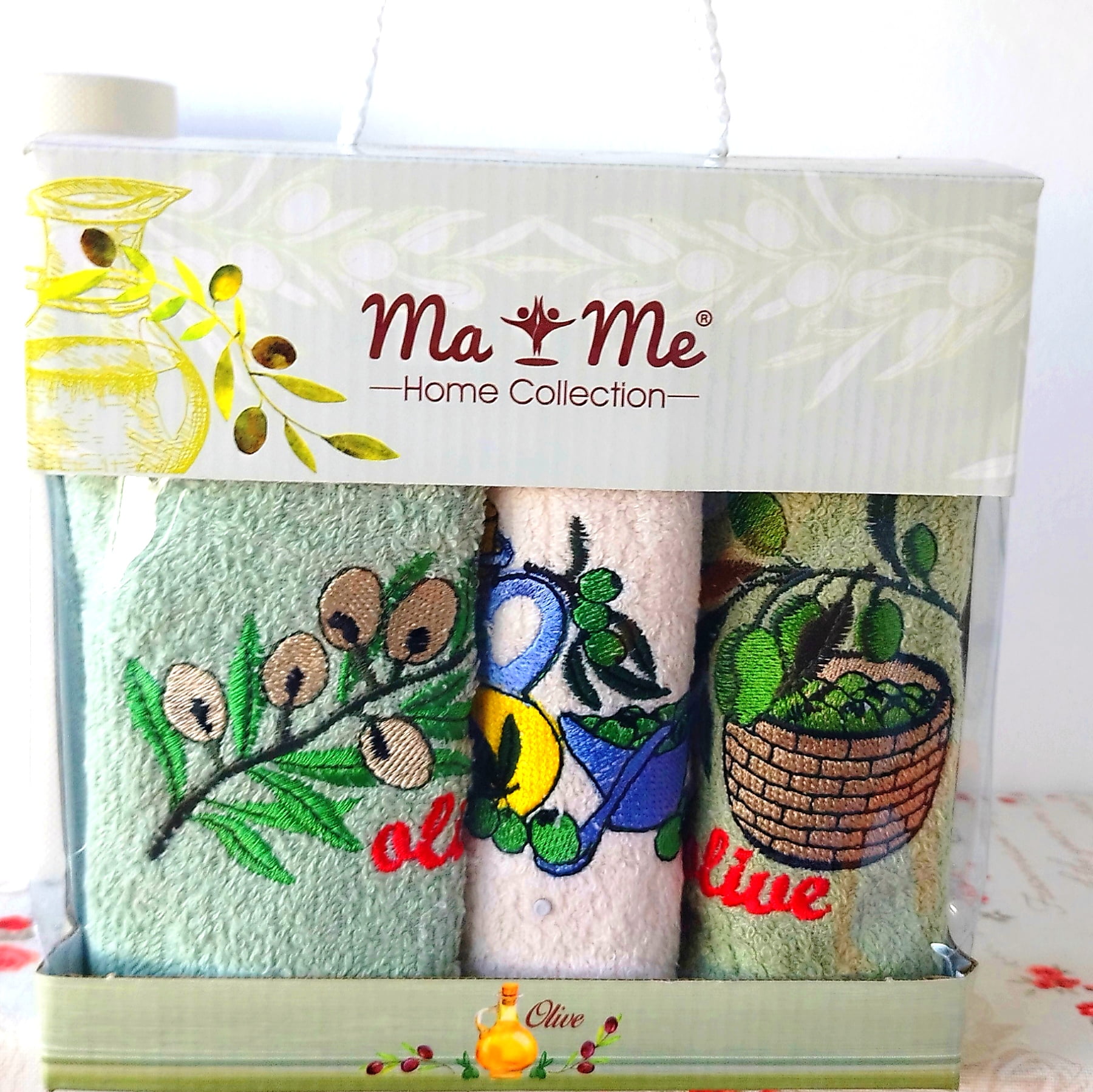 Set 3 prosoape pentru bucatarie, bumbac 100%, dimensiune 30x50cm Olive - imagine 2