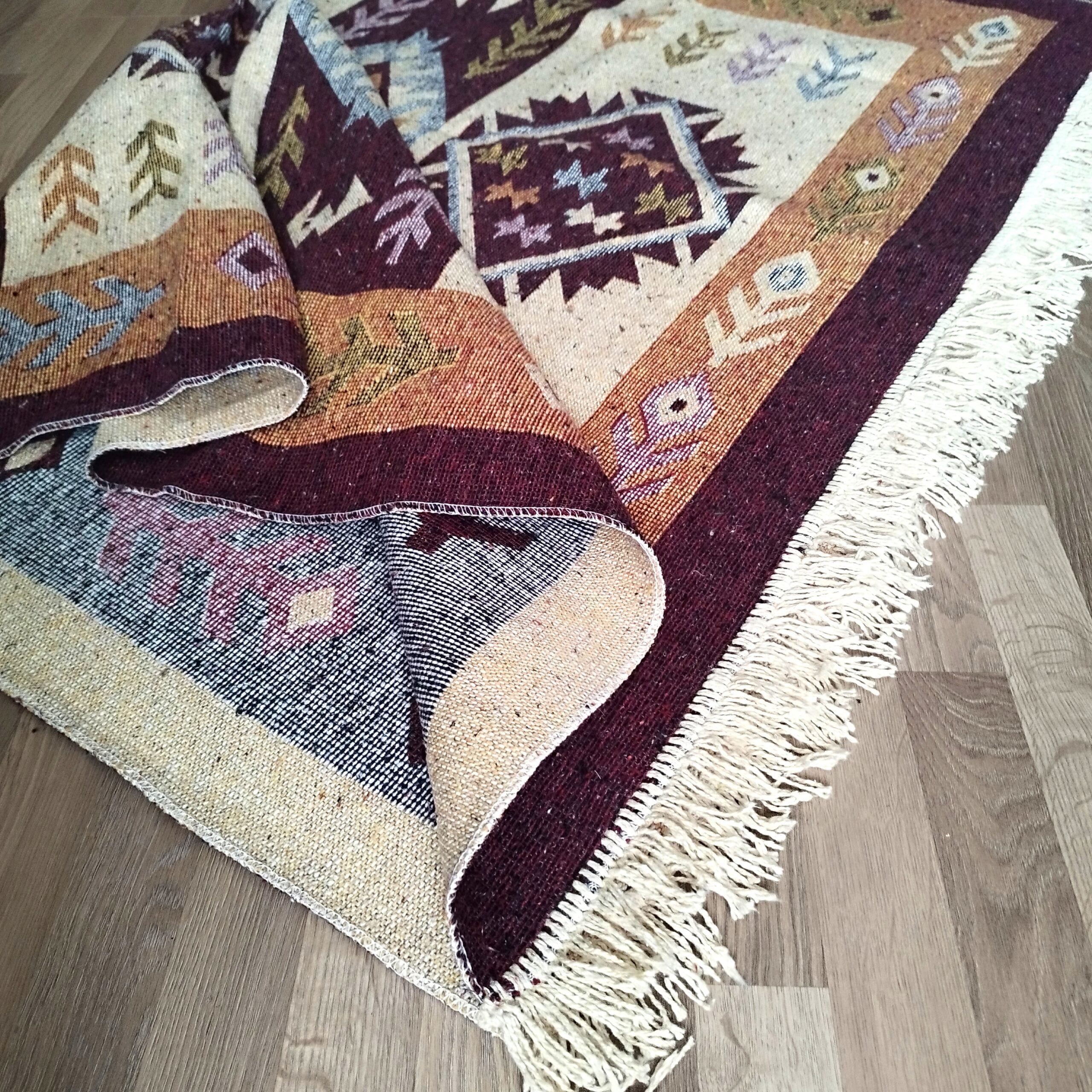 Covor traditional, dimensiunea 80x200cm, maro si crem, model SPIC DE GRAU - imagine 3