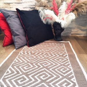 Covor tesut bumbac, dimensiunea 60x100cm maro si alb, cod CB10SB - imagine 3