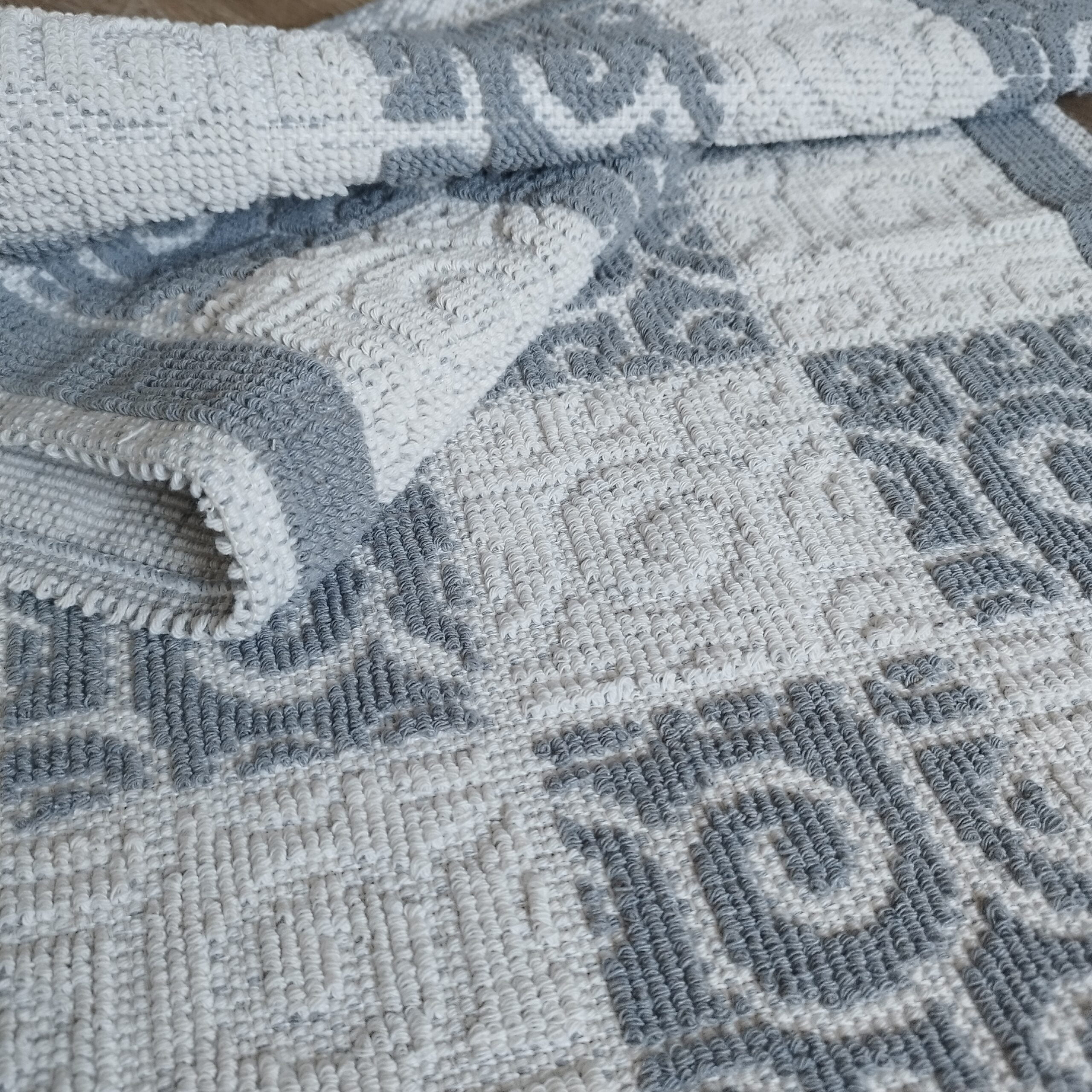 Covor tesut bumbac, dimensiunea 60x100cm gri si alb, cod CB10S - imagine 2