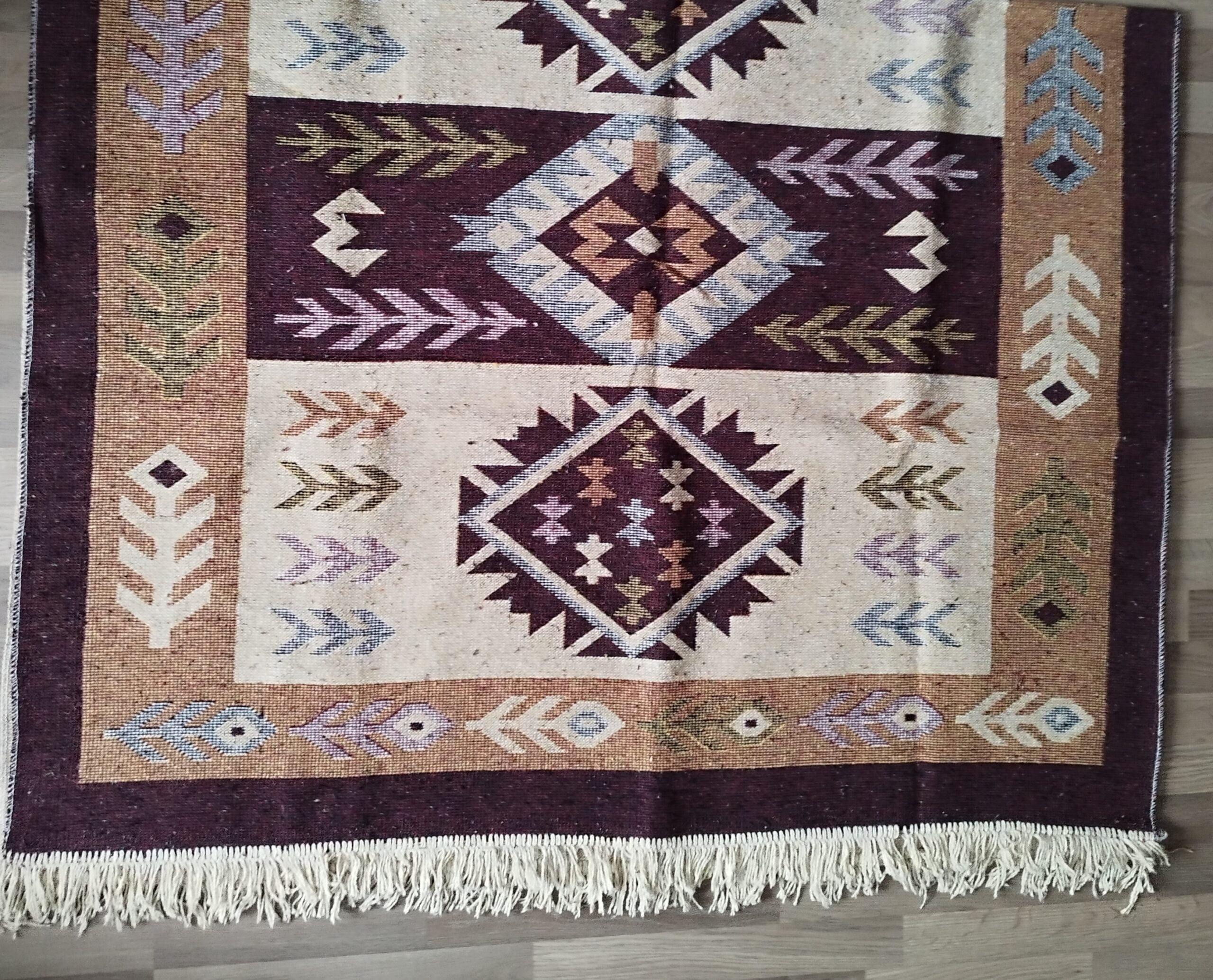 Covor traditional, dimensiunea 80x200cm, maro si crem, model SPIC DE GRAU - imagine 4