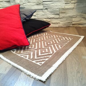 Covor tesut bumbac, dimensiunea 60x100cm maro si alb, cod CB10SB - imagine 2