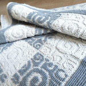 Covor tesut bumbac, dimensiunea 60x100cm gri si alb, cod CB10S - imagine 3