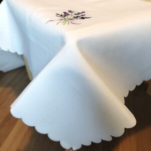 Fata de masa alba 130x180 cm Lavanda
