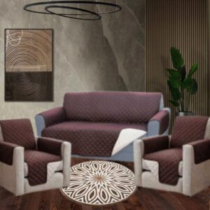 1+2 Set- Husa pentru canapea 3 locuri 185x185cm (sezut)+ 2 Huse pentru fotoliu 60x176cm – Mahon+ yvoire