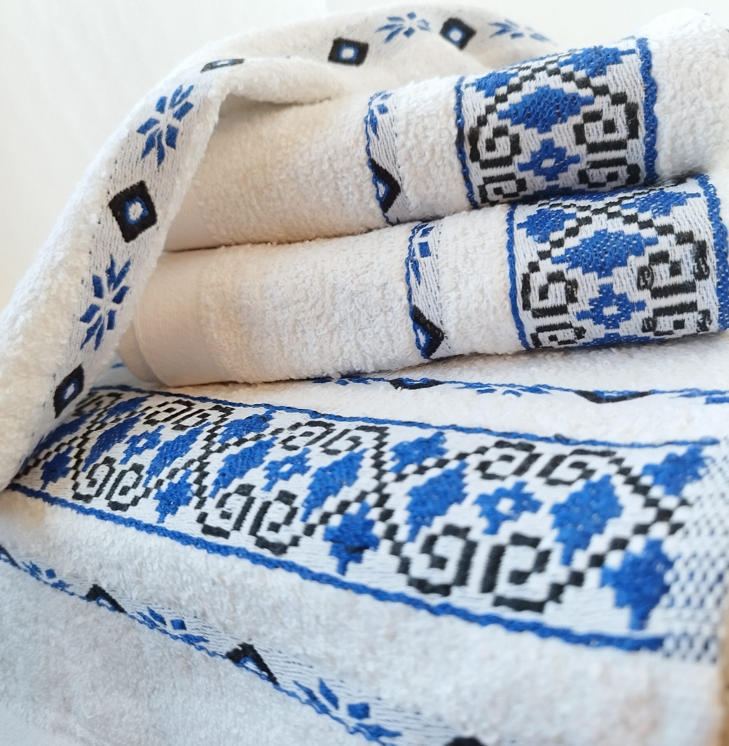 Set 3 prosoape pentru bucatarie, bumbac 100%, dimensiune 33x65cm model Traditional Albastru - imagine 5
