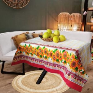 Fata de masa din bumbac, cu motive traditionale 160x160 cm cod0012