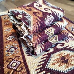 Alternative view of set 4 Covoare traditionale tesute, cu doua fete, dimensiunea 60x90cm, Maro, model HORA