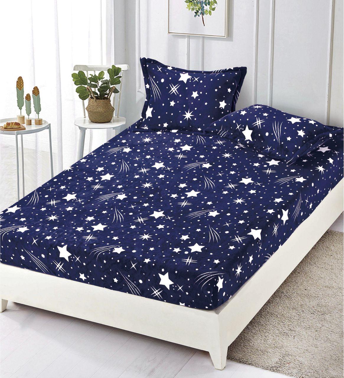Husa pat cu elastic 180x200x20cm +doua fete de perna 50x70cm, cocolino HC002