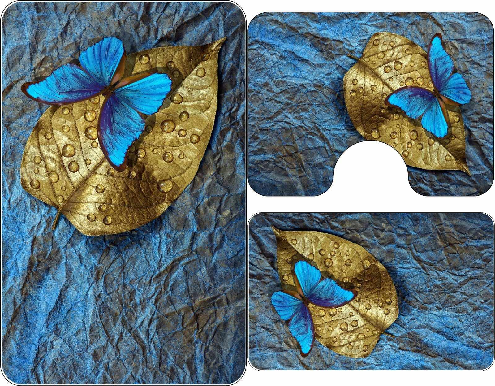 Set trei covoare de baie, plusate 60x90cm+45x60cm+ 43x60cm cod CB013 - imagine 2