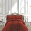 Set de pat 3 piese-Cuvertura jacquard  240x250cm +2 fete perna 50x70cm Bordo