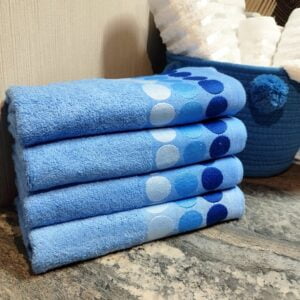 Set 4 prosoape baie, bumbac 100%, dimensiune 50x90cm Bubbles Albastru
