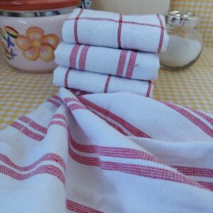 Set 4 prosoape pentru bucatarie, bumbac 100%, dimensiune 30x30cm Happy time 005