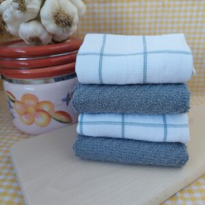 Set 4 prosoape pentru bucatarie, bumbac 100%, dimensiune 30x30cm Happy time 003
