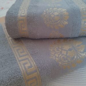 Set 2 prosoape baie, bumbac 100%, dimensiune 50x90cm+ 70x140cm Grey Royal Collection - imagine 2