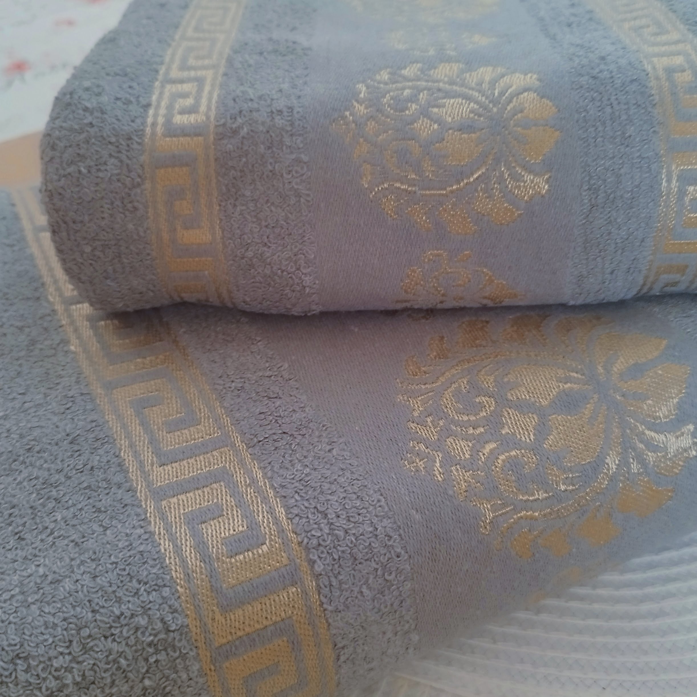 Set 2 prosoape baie, bumbac 100%, dimensiune 50x90cm+ 70x140cm Grey Royal Collection - imagine 2