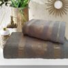 Set 2 prosoape baie, bumbac 100%, dimensiune 50x90cm+ 70x140cm Grey Royal Collection