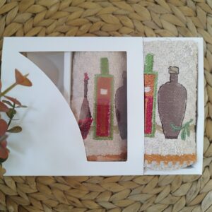 Set 2 prosoape bucatarie, bumbac 100%, dimensiune 38x65cm , cutie CADOU Caffe Latte001 - imagine 2