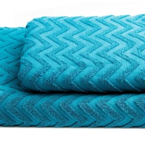 Set 2 prosoape baie , bumbac 100%, dimensiune 50x100cm Waves Turquoise