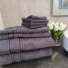 Set 8 prosoape pentru baie, bumbac 100%, dimensiune 2 buc 70x140cm + 2 buc 50x90cm + 4 buc 30x30cm GRI