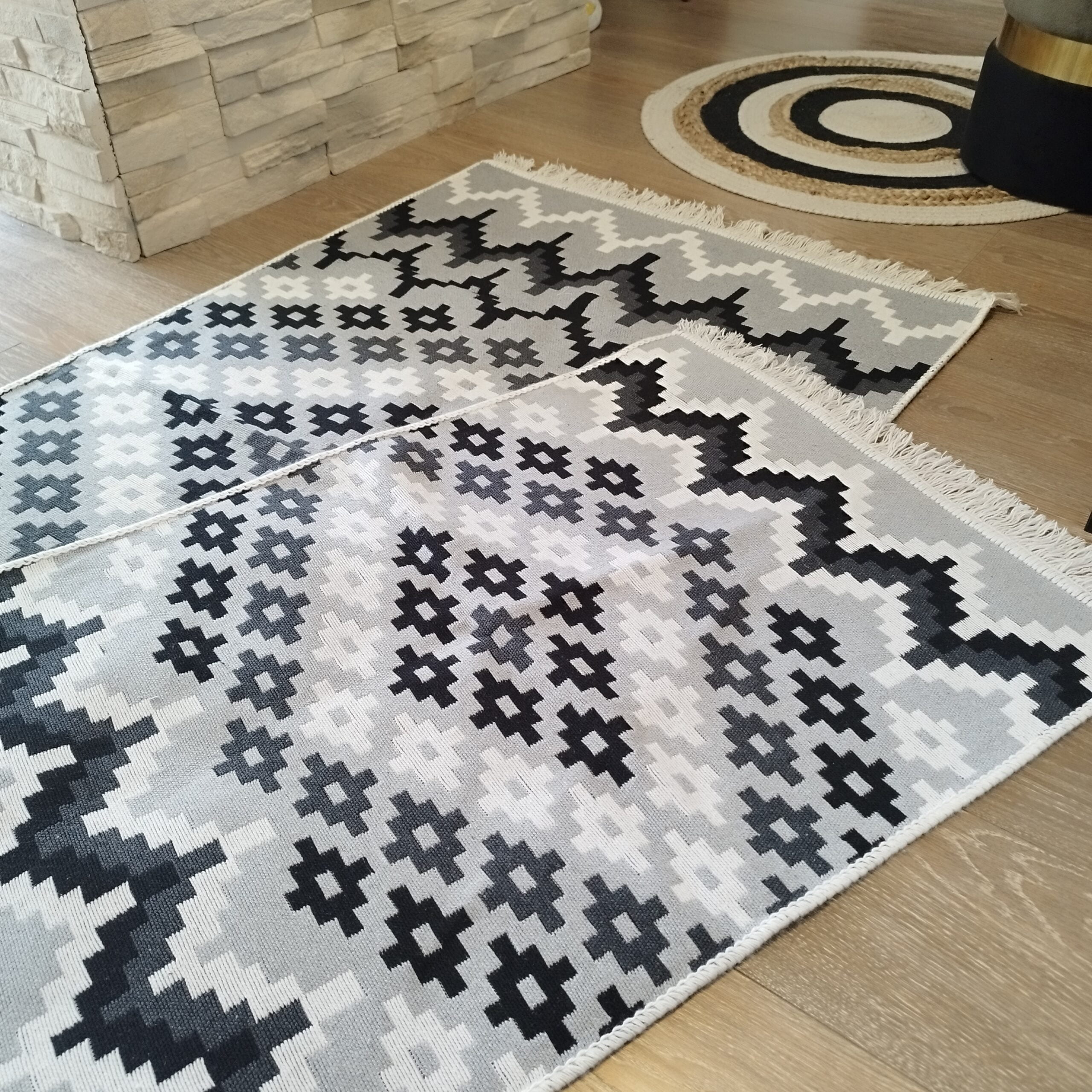 1+1 Covoare traditionale, cu doua fete, dimensiunea 80x150cm + 60x90cm COTON06AB - imagine 9