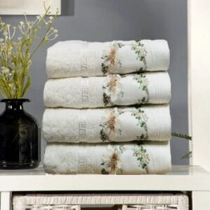 Alternative view of Set 4 prosoape de baie, pufoase, cu broderie, bumbac 100%, dimensiune 50x90cm,Soft Yvoire