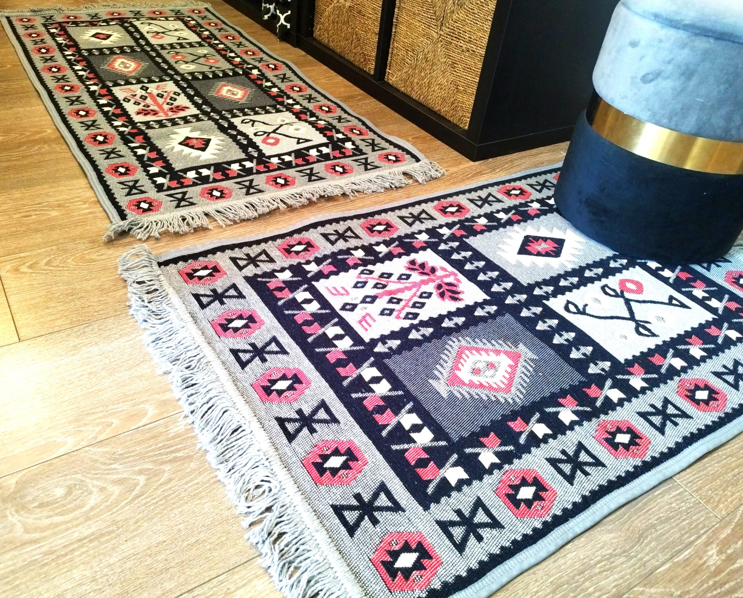 1+1 Covoare traditionale, cu doua fete, dimensiunea 60x120cm+80x200cm H&H46 - imagine 3