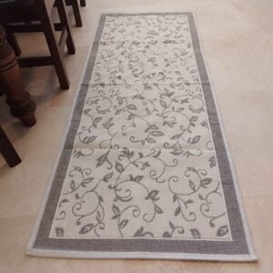 1+1 Set Covoare tesute din bumbac, dimensiunea 1 bucata 60x120cm+1 bucata 75x195cm, crem si alb, cod CB223 - imagine 4