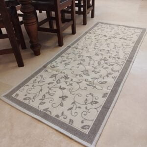 1+1 Set Covoare tesute din bumbac, dimensiunea 1 bucata 60x120cm+1 bucata 75x195cm, crem si alb, cod CB223 - imagine 3