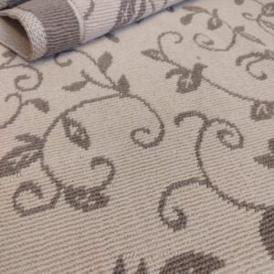 1+1 Set Covoare tesute din bumbac, dimensiunea 1 bucata 60x120cm+1 bucata 75x195cm, crem si alb, cod CB223 - imagine 2
