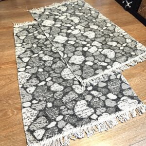 1+1 Covoare traditionale tesute, cu doua fete, dimensiunea 60x90cm gri si alb, model Rustic 3