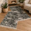 1+1 Covoare traditionale tesute, cu doua fete, dimensiunea 60x90cm gri si alb, model Geometric