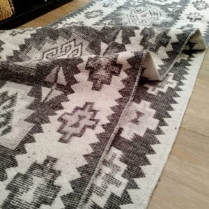 Covor traditional, dimensiunea 60x300cm, gri si alb, model RUSTIC 4 - imagine 3