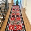 Covor traditional, cu doua fete, dimensiunea 80x300cm, bleumarin si rosu H&H104