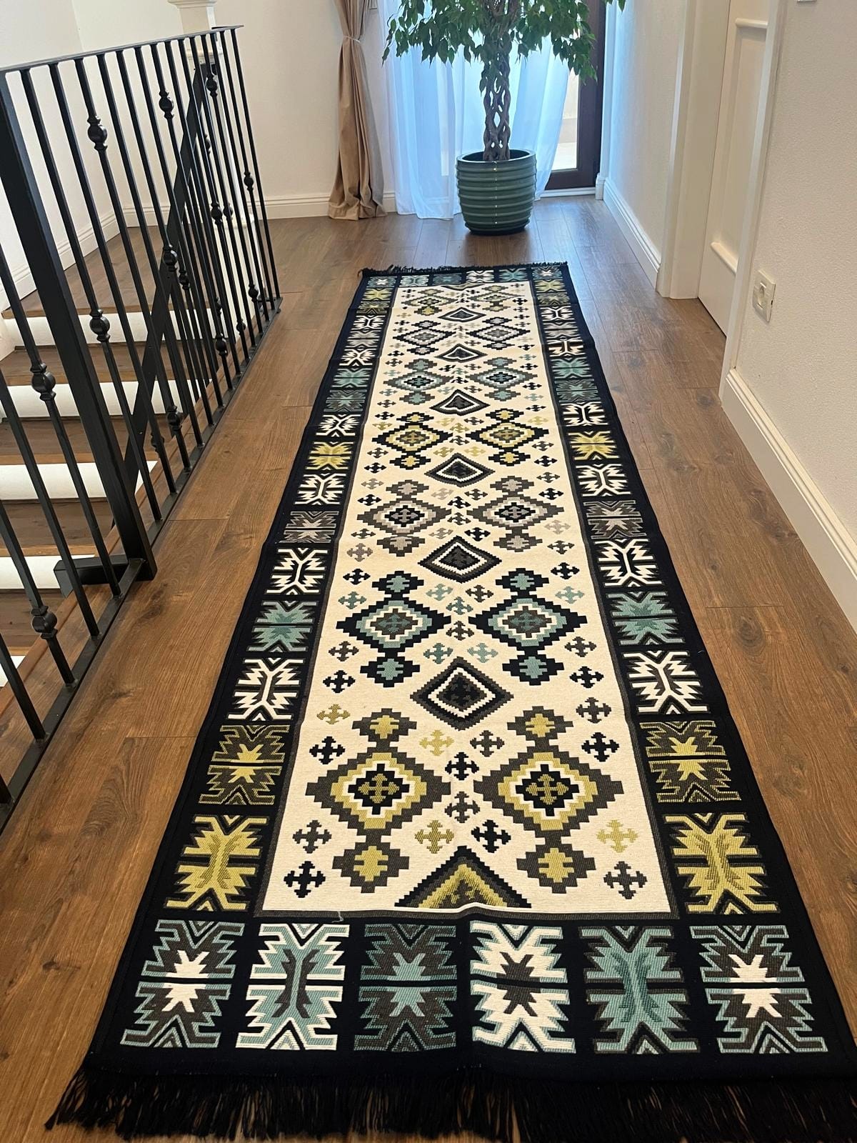 Covor traditional, cu doua fete, dimensiunea 80x200cm, H&H110 - imagine 4