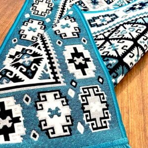 Alternative view of Covor traditional, cu doua fete, dimensiunea 80x300cm, Turquoise H&H303