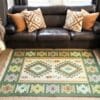 Covor traditional, dimensiunea 140x210cm, verde olive si crem , model Romb