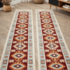 1+1 Covoare traditionale, dimensiunea 60x200cm, Rosu si crem, model Hora
