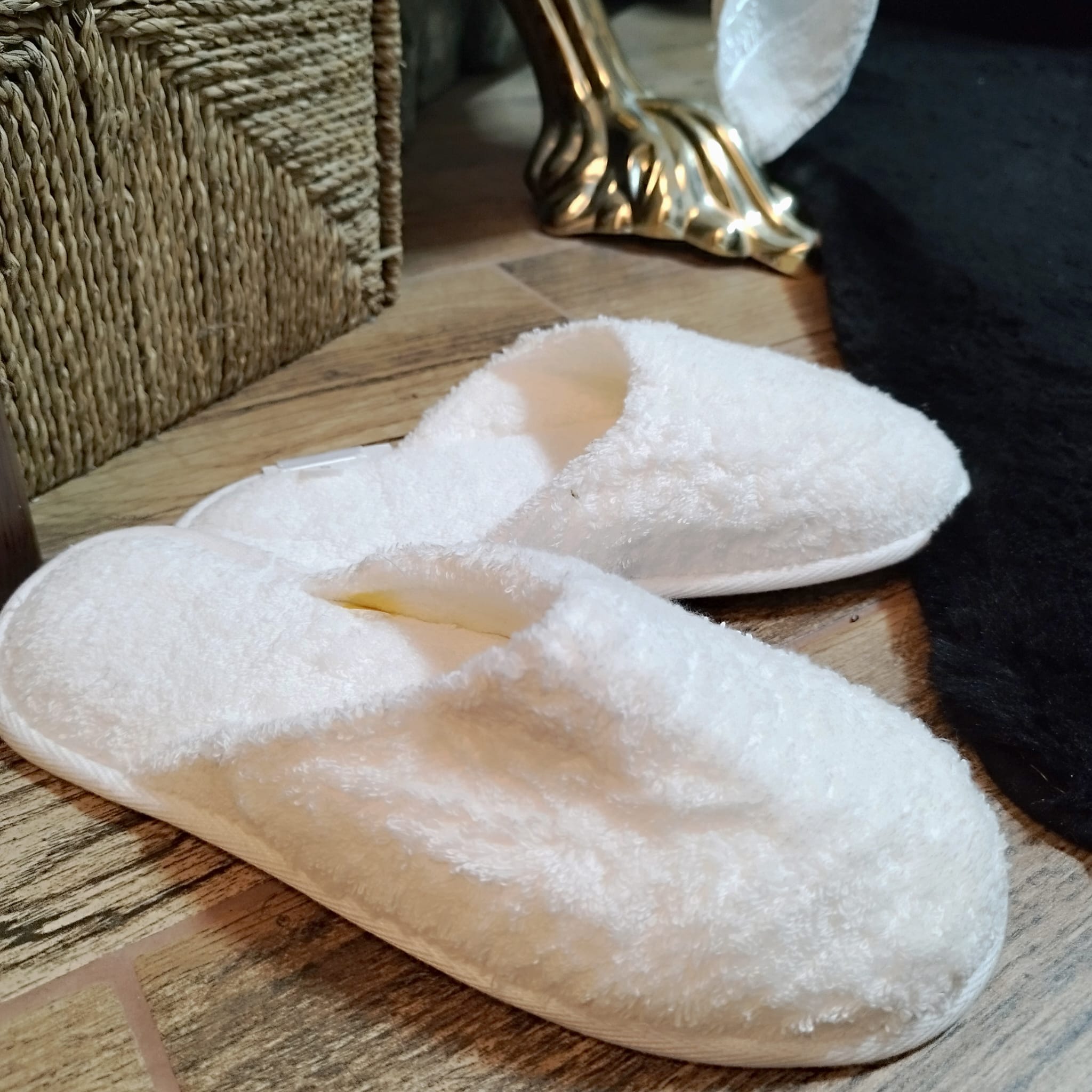 Papuci pufosi pentru camera hotel, bumbac 100% prosop dimensiune 36-38 - imagine 4