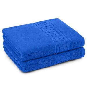 Set 2 prosoape baie, bumbac 100%, Greek Border 500g/mp, dimensiune 50x90cm Albastru