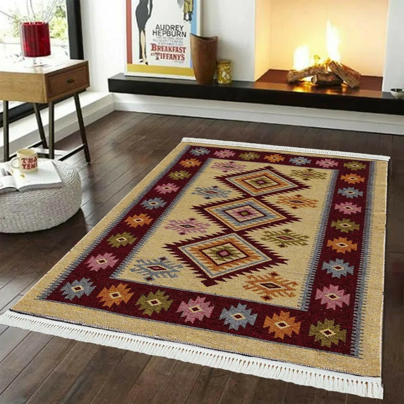 Covor traditional, dimensiunea 300x400cm, rosu si crem, model ROMB - imagine 2
