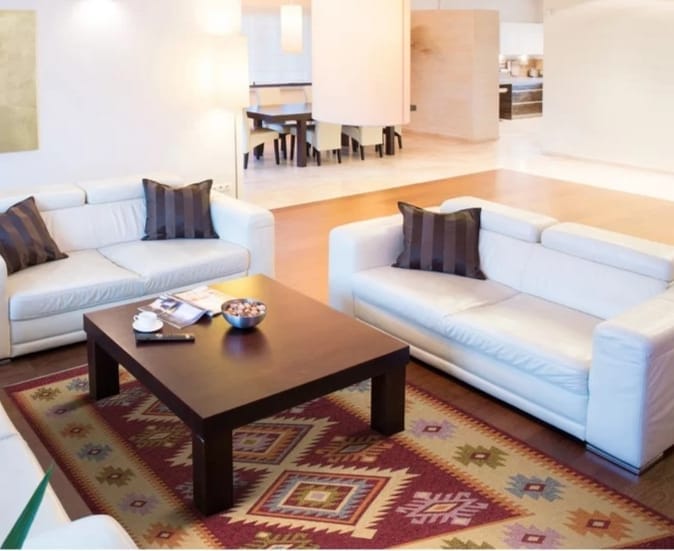 Covor traditional, dimensiunea 300x400cm, rosu si crem, model ROMB - imagine 3