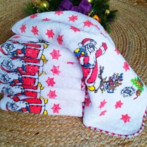 Set 6 prosoape pentru bucatarie, bumbac 100%, dimensiune 40x60cm model de Craciun cu Stelute